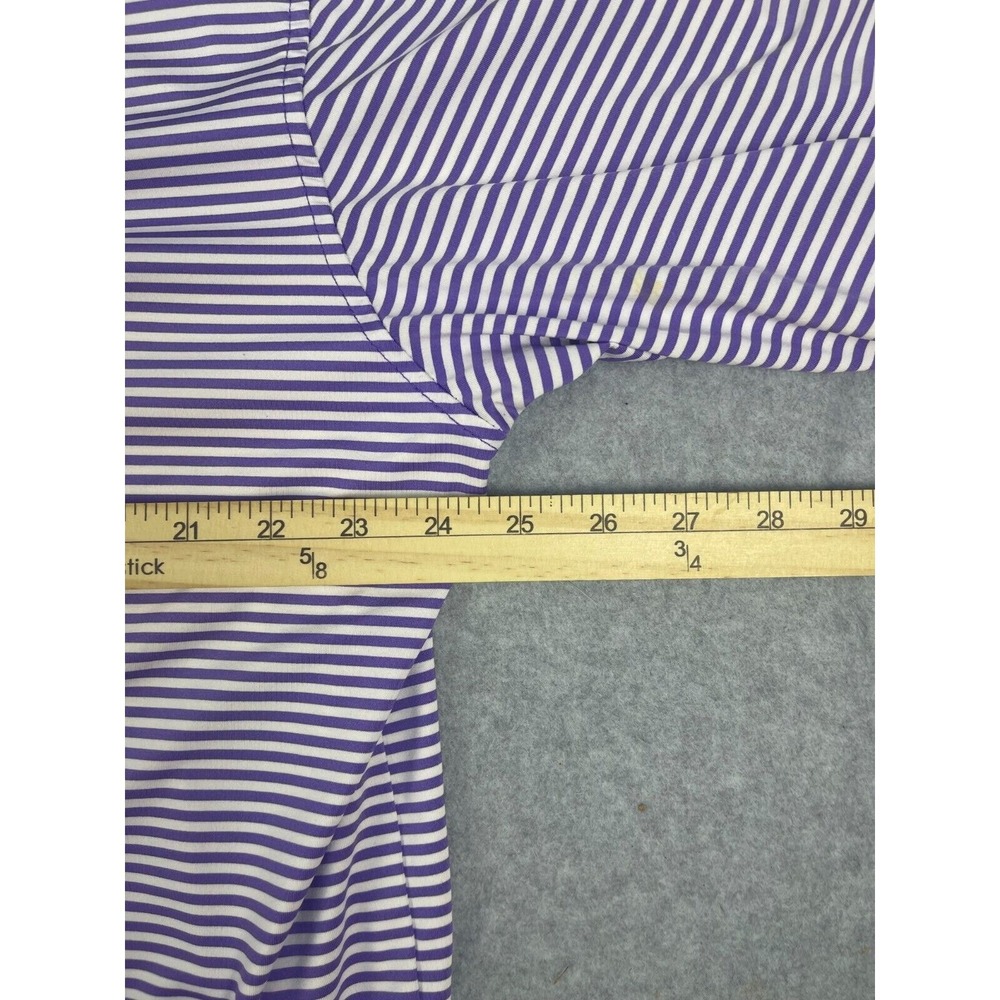 FJ FootJoy Golf Polo Shirt Men's Size XXL Purple Striped Heritage Shores READ - Picture 7 of 8
